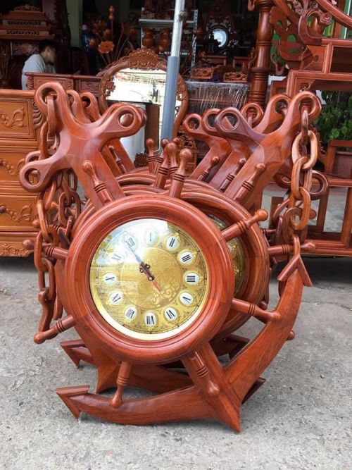 đồng hồ mỏ neo gỗ hương ta